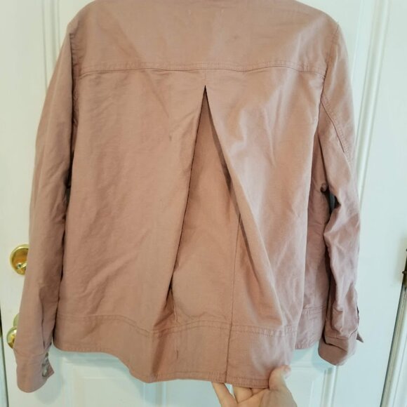 LOFT | Pink Linen Cargo Utility Chore Jacket, Size Medium - Picture 5 of 9